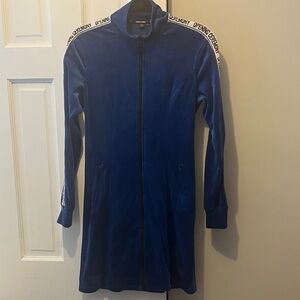 Opening Ceremony Royal Blue Zip-Up Velvet Mini Dress